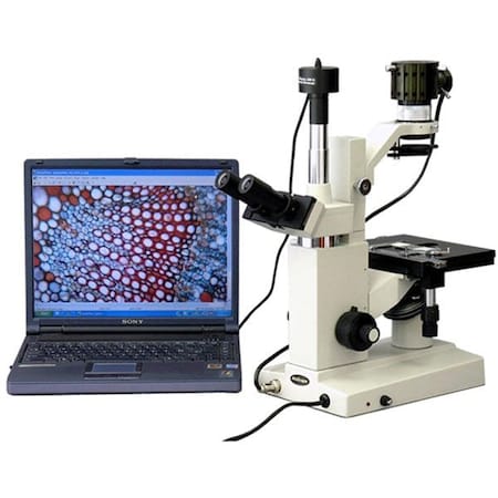 40X-800X Trinocular Inverted Biological Microscope, 5MP USB 3 C-mount Camera